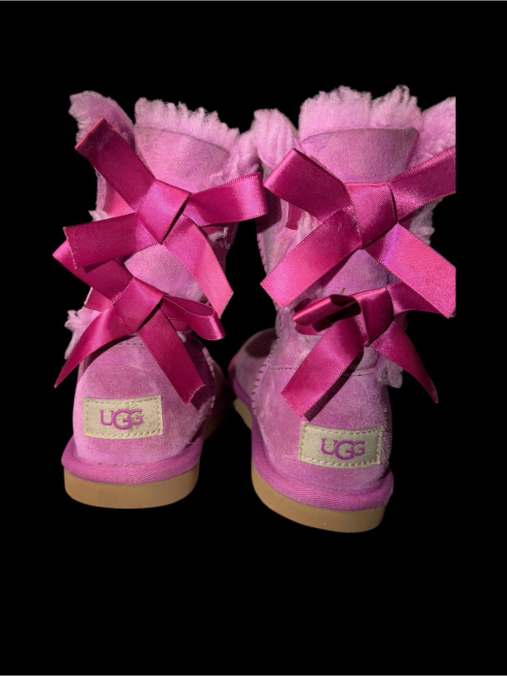 UGG Kids Pink Suede Shearling Short Boots